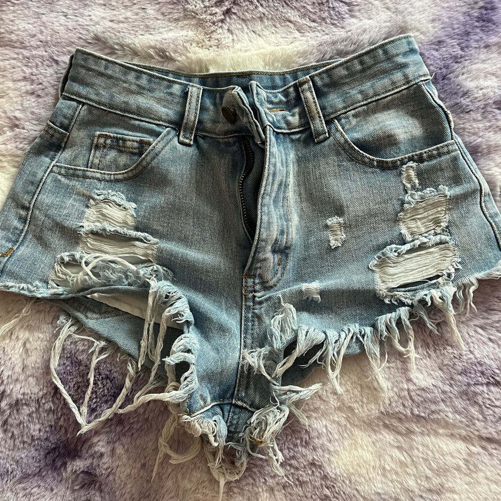 Ripped jean shorts ; shein